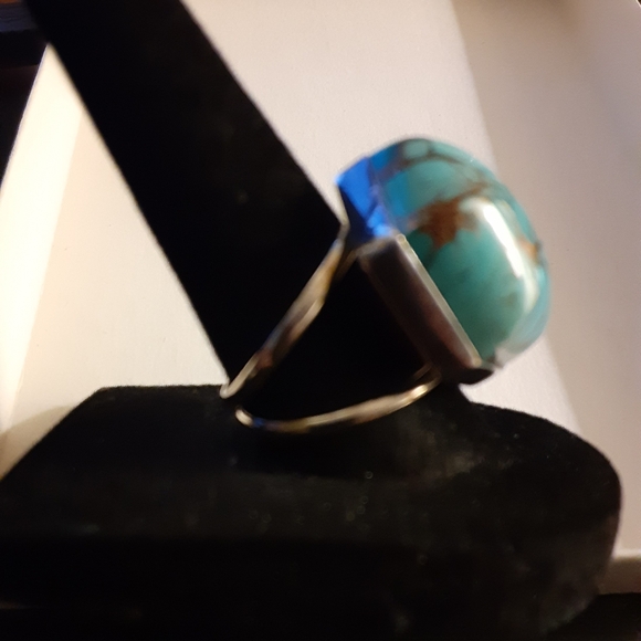 Jay King DTR China 925 Compressed Turquoise and Gold Dust Statement Ring. - Picture 2 of 6
